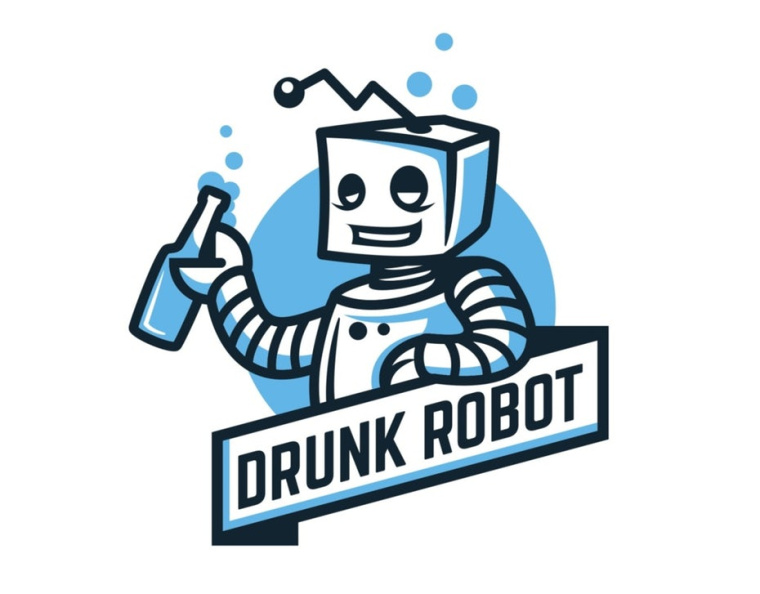 醉酒的機器人logo設(shè)計