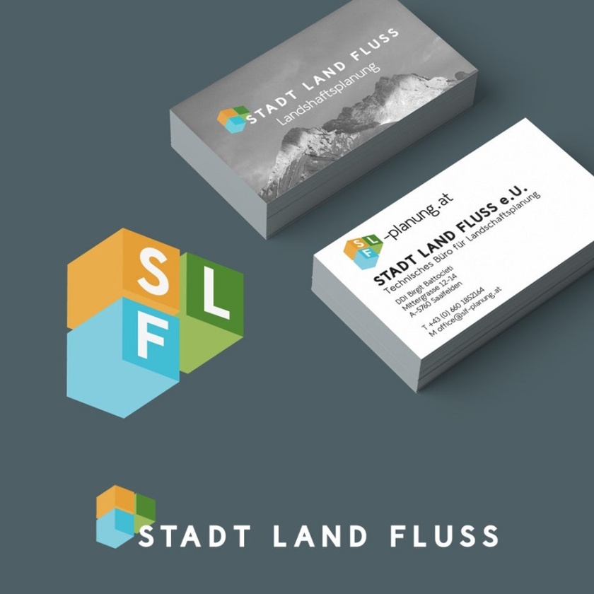 40個比彩虹更亮的彩色標志-類似顏色配色-Stadt Land Fluss標志設計