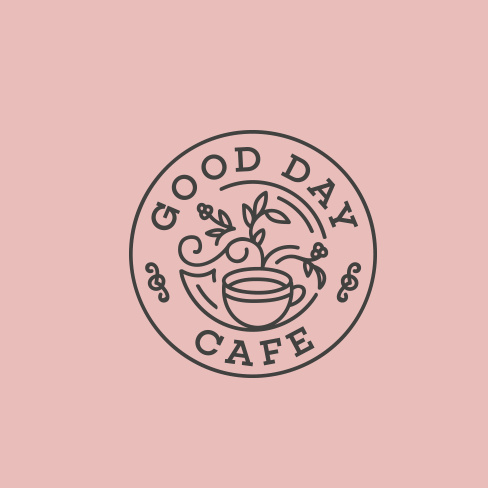 經(jīng)典的女性化和漂亮的粉紅色標志設(shè)計-Good Day Cafe 咖啡標志設(shè)計