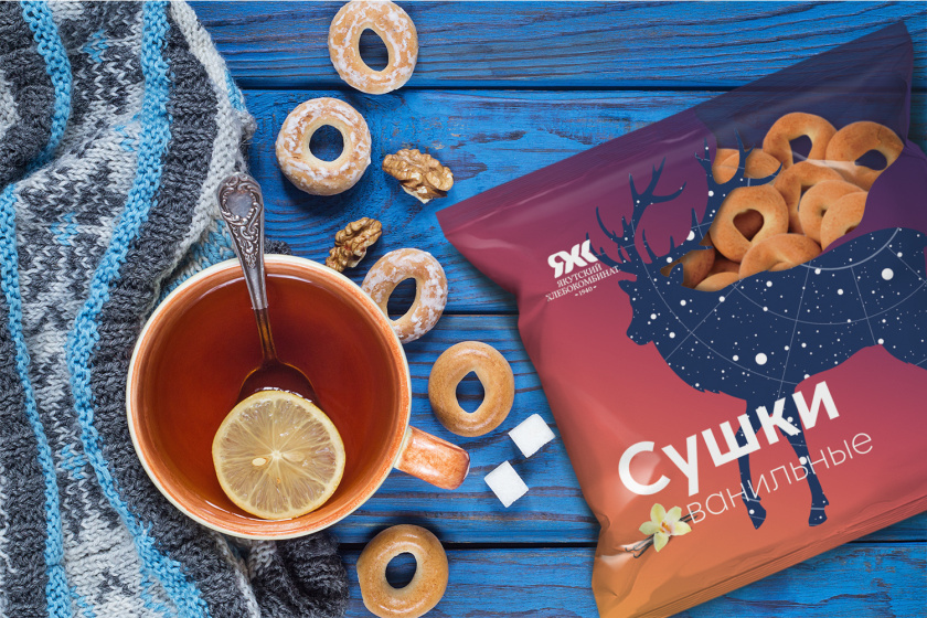 Yakut 袋裝面包烘培產(chǎn)品包裝設(shè)計，動物星空北極光圖形