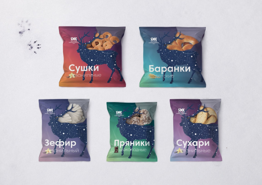 Yakut 袋裝面包烘培產(chǎn)品包裝設(shè)計，動物星空北極光圖形