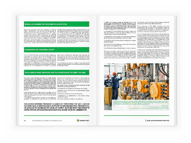 Togliattiazot 2017年企業(yè)可持續(xù)發(fā)展報告宣傳冊設計，斜杠條紋風格