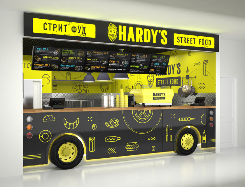 Hardy街頭快餐餐飲室內(nèi)空間設(shè)計(jì)與食品卡車柜臺(tái)設(shè)計(jì)