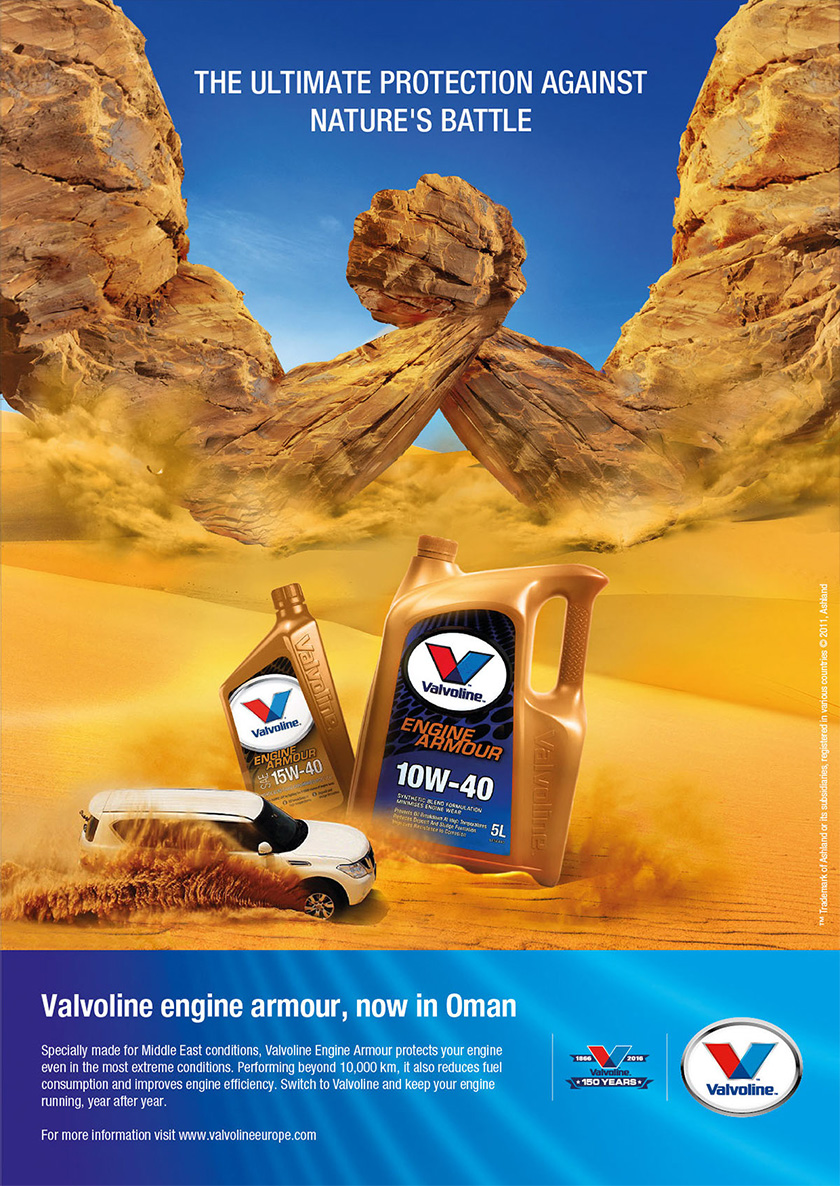 Valvoline 勝牌潤滑油平面廣告創(chuàng)意設(shè)計(jì)”中東沙漠扳手腕“篇