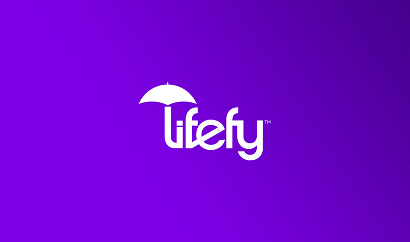 lifefy在線保險品牌logo設(shè)計，傘元素+字母L