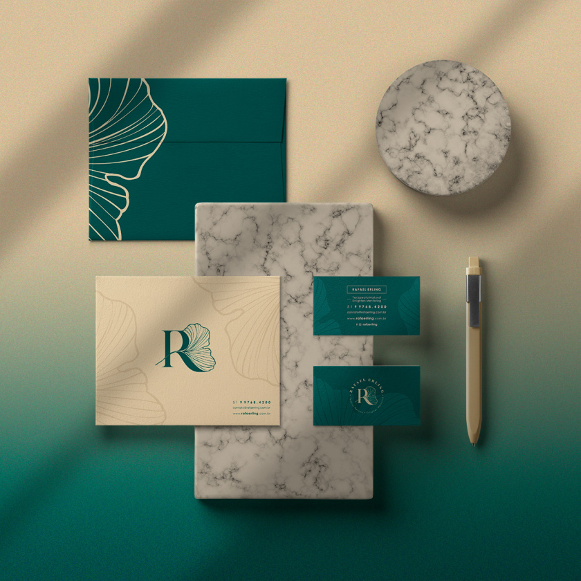 Rafael Erling 醫(yī)療醫(yī)藥保健品公司logo設(shè)計(jì)vi設(shè)計(jì)“銀杏葉+字母R” Rafael Erling 醫(yī)療醫(yī)藥保健品公司logo設(shè)計(jì)vi設(shè)計(jì)“銀杏葉+字母R”