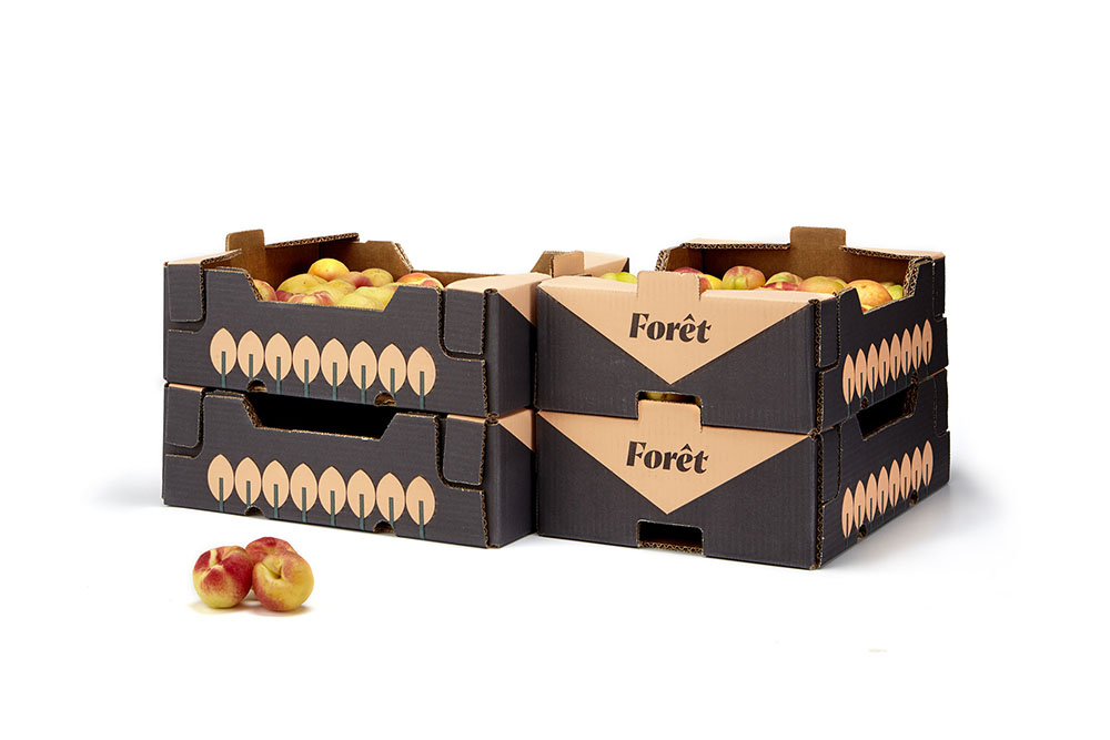 FORêT杏桃水果包裝設(shè)計，采用森林樹木的抽象圖形