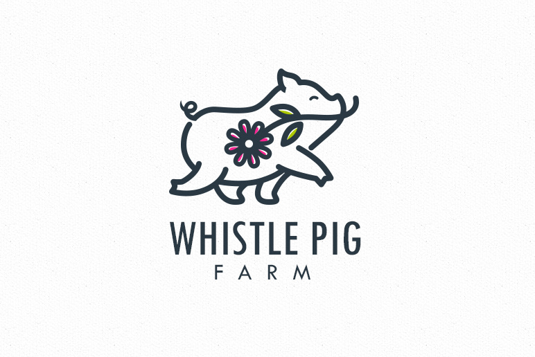 極簡主義永恒標志logo-口哨豬Farm農(nóng)場logo設計
