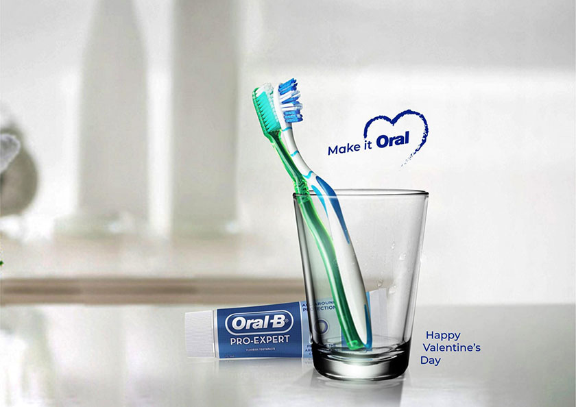 Oral-B藥膏情人節(jié)海報(bào)設(shè)計(jì)，盡秀浪漫與癡情