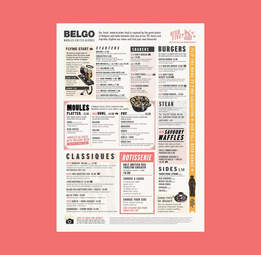 Belgo重新定位A3餐飲菜單設(shè)計