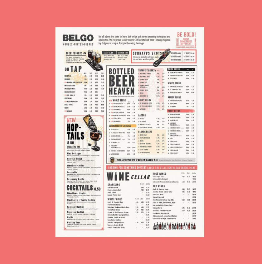 Belgo重新定位A3餐飲菜單設(shè)計