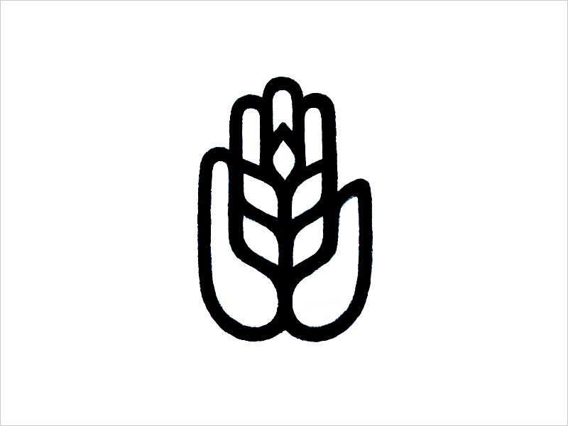 手和小麥的標(biāo)志logo設(shè)計