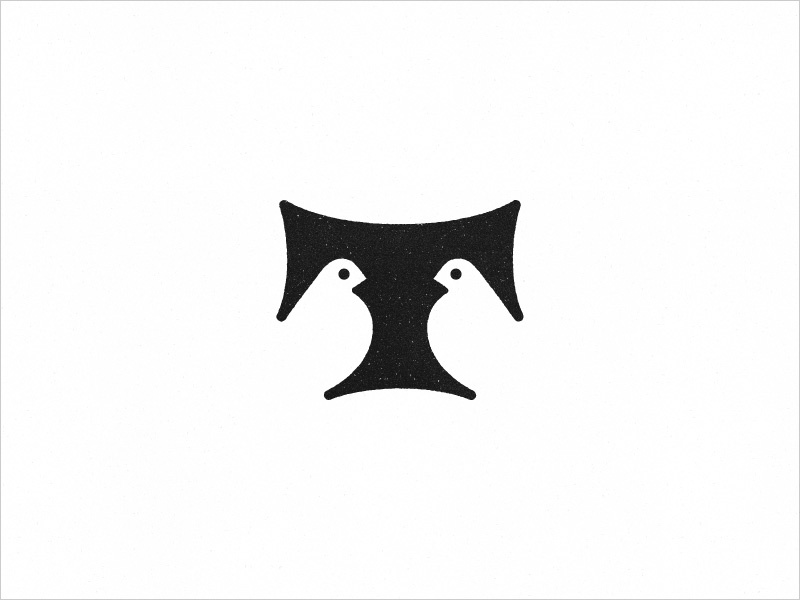 T 字母負(fù)空間鴿子創(chuàng)意Logo 設(shè)計