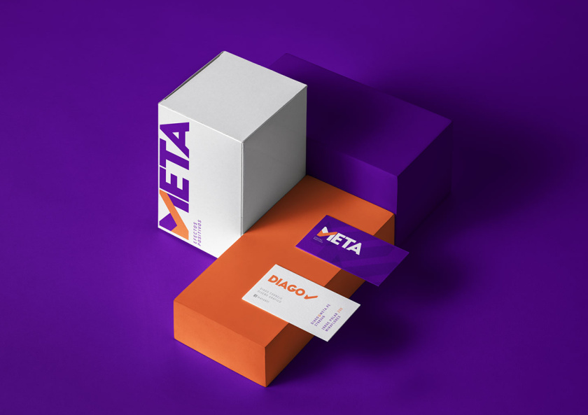 Meta品牌vi設(shè)計(jì)，充滿激情的橙色與紫色配色