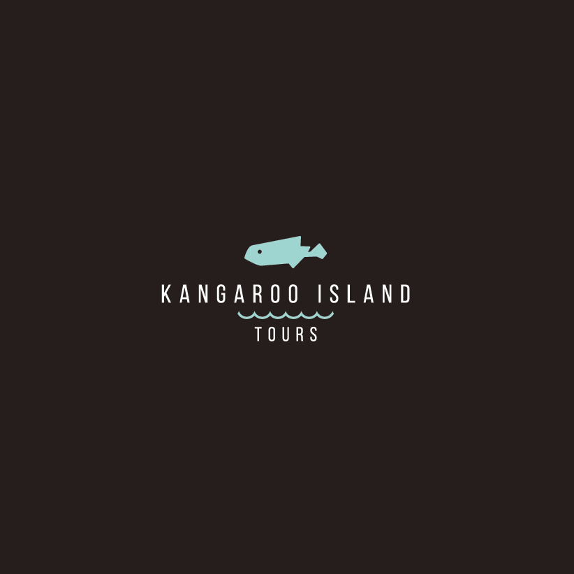 一條魚的極簡主義形象與水的一條波浪線的旅游logo設計