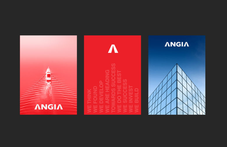 ANGIA房地產(chǎn)投資公司logo/VI設(shè)計，源自建筑的向上運動風(fēng)格