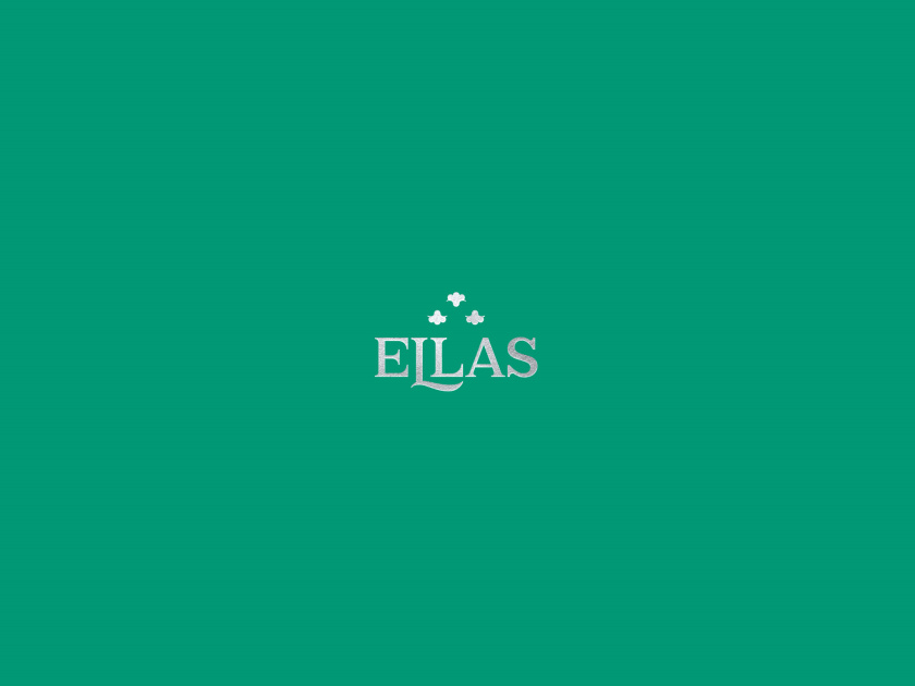 ELLAS珠寶品牌logo設(shè)計與品牌vi形象設(shè)計，三個花朵徽章