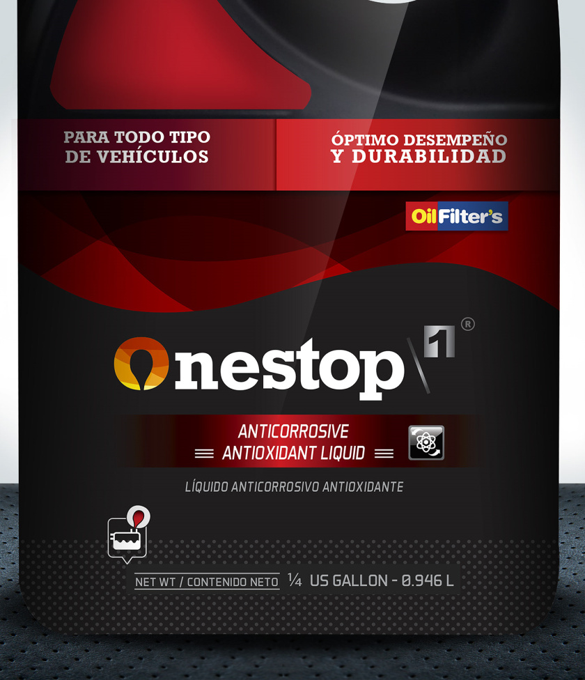 OneStop 汽車潤滑油包裝設(shè)計，動態(tài)漸變色塊風(fēng)格