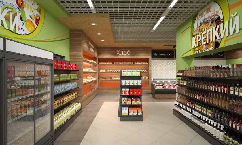 CHITA 食品店c超市商業(yè)空間設計，清新綠色風格