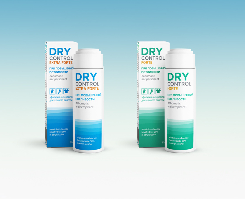 DRY CONTROL 干控止汗劑包裝設(shè)計，偏藥品包裝風(fēng)格