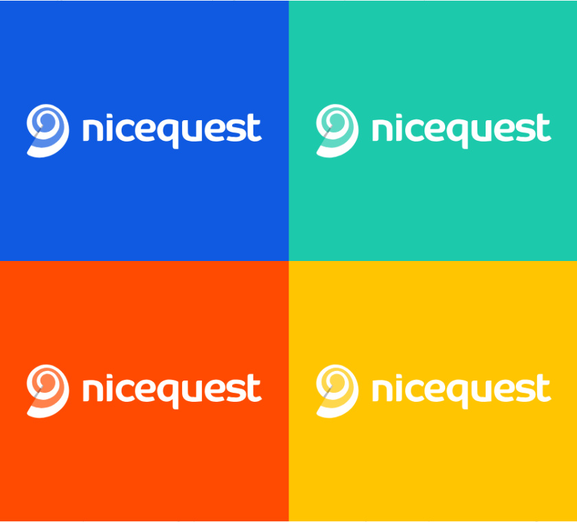 Nicequest 在線社區(qū)網(wǎng)站互聯(lián)網(wǎng)科技公司logo設(shè)計，螺旋田螺+熱點圖