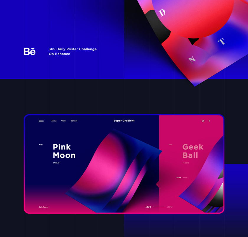 Super Gradient 超梯度品牌網(wǎng)站概念設(shè)計(jì)，超明亮炫酷漸變色設(shè)計(jì)
