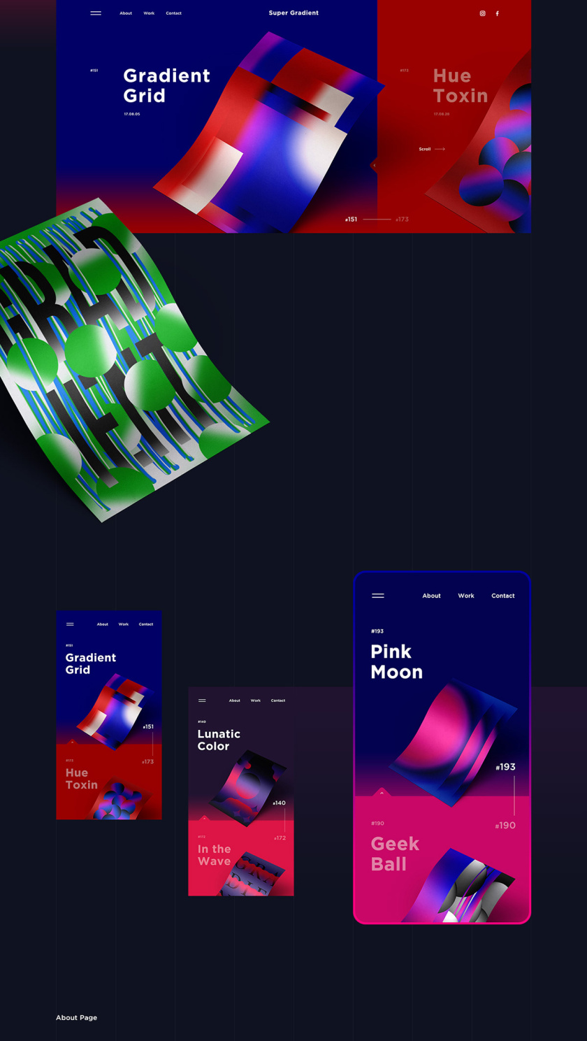 Super Gradient 超梯度品牌網(wǎng)站概念設(shè)計(jì)，超明亮炫酷漸變色設(shè)計(jì)