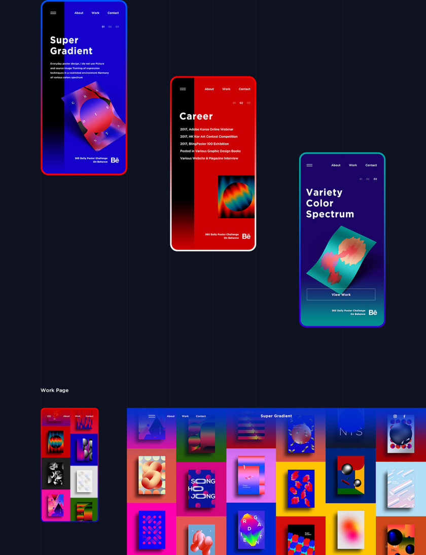 Super Gradient 超梯度品牌網(wǎng)站概念設(shè)計(jì)，超明亮炫酷漸變色設(shè)計(jì)