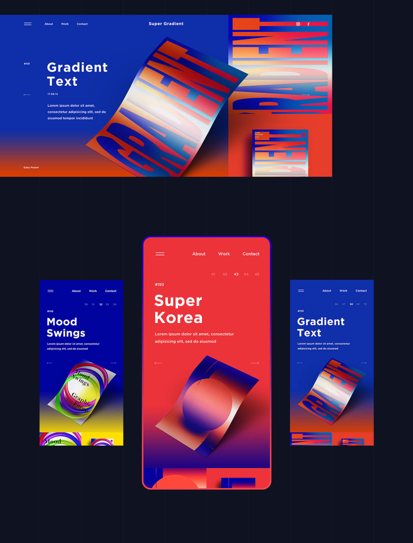Super Gradient 超梯度品牌網(wǎng)站概念設(shè)計(jì)，超明亮炫酷漸變色設(shè)計(jì)
