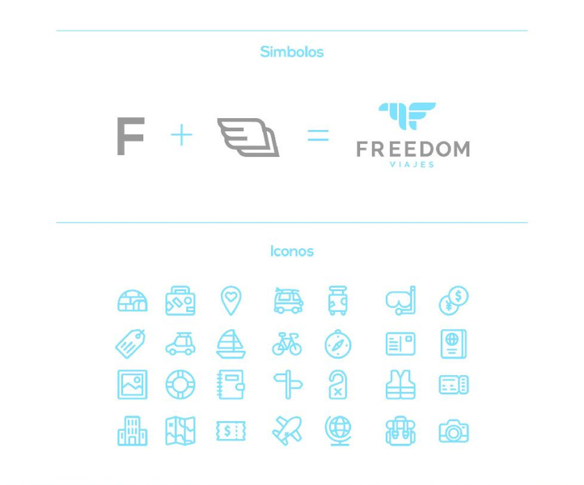 Freedom 旅游公司logo設(shè)計(jì)vi設(shè)計(jì)，輕快的淺藍(lán)色風(fēng)格