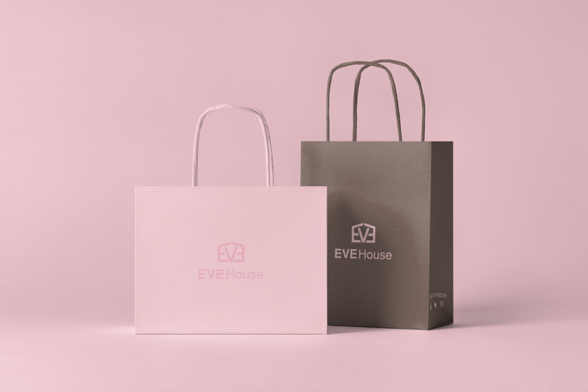 Eve House 家居用品品牌logo設(shè)計vi設(shè)計，追求設(shè)計感的女性粉色風(fēng)格