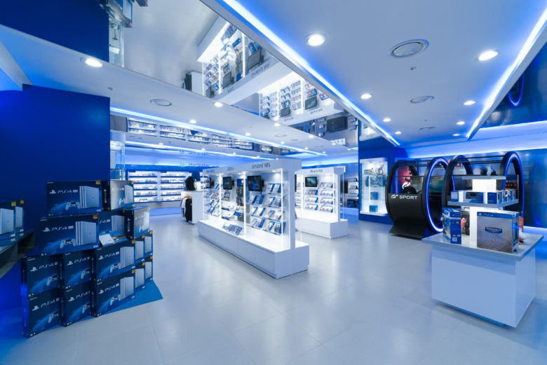 PlayStation 品牌電競游戲設備線下店鋪空間設計,藍色科技風格 PlayStation 品牌電競游戲設備線下店鋪空間設計,藍色科技風格