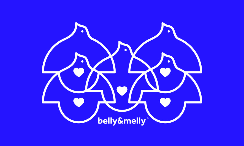 belly&melly 母嬰用品品牌logo設(shè)計(jì)vi設(shè)計(jì)，小鳥(niǎo)+燈泡+心形