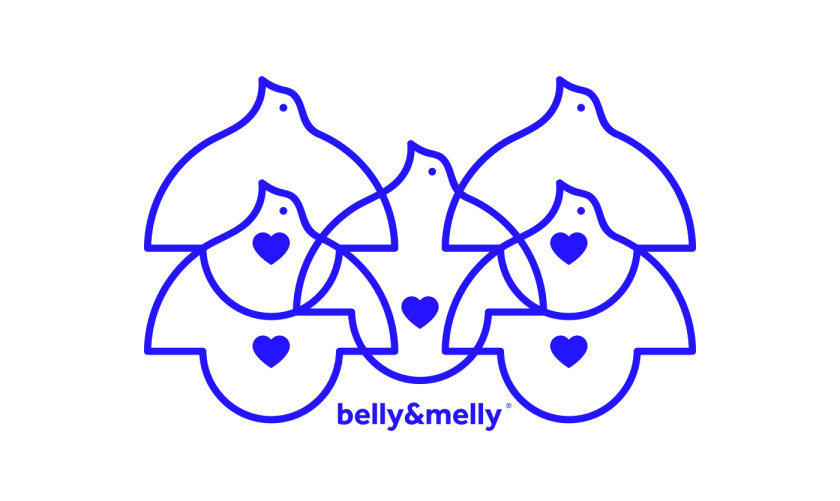 belly&melly 母嬰用品品牌logo設(shè)計(jì)vi設(shè)計(jì)，小鳥(niǎo)+燈泡+心形