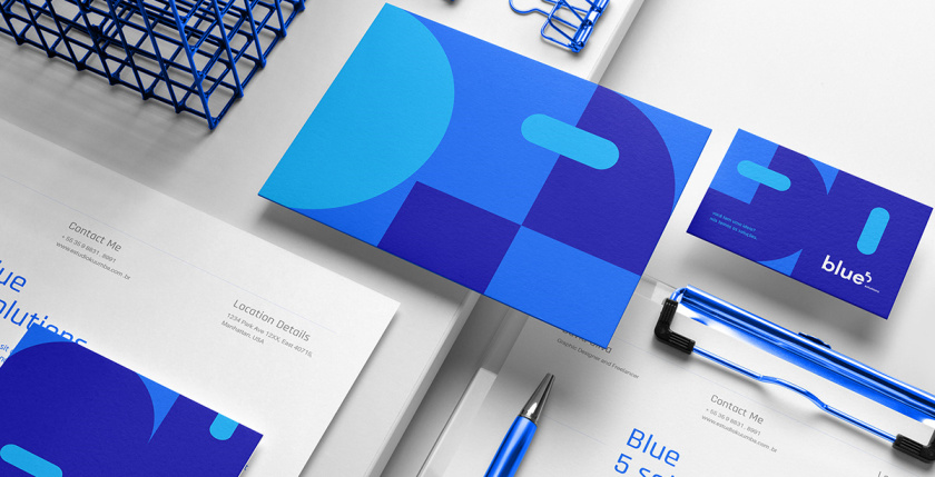 Blue 5 Solutions 科技公司企業(yè)品牌形象vi設(shè)計(jì),,幾何同色系藍(lán)色色塊輔助圖形 Blue 5 Solutions 科技公司企業(yè)品牌形象vi設(shè)計(jì),,幾何同色系藍(lán)色色塊輔助圖形