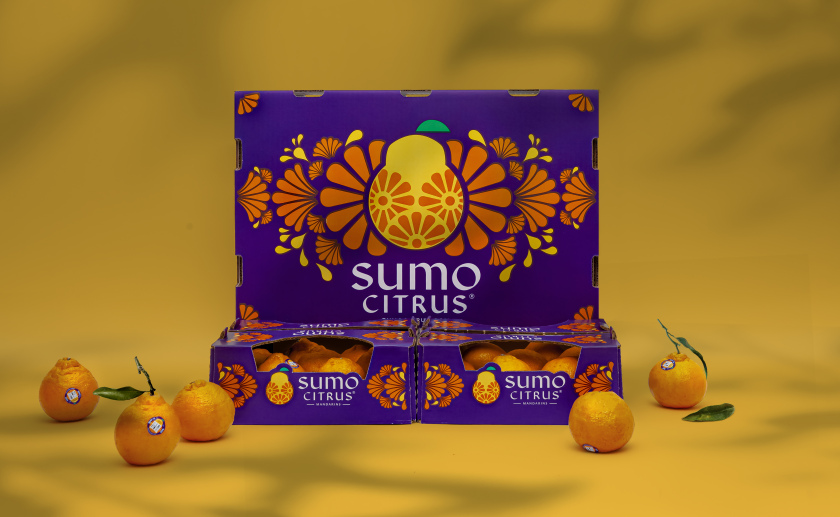 Sumo Citrus 橘子包裝箱設(shè)計(jì)靈感來(lái)自水果的獨(dú)特形狀和日式圖案