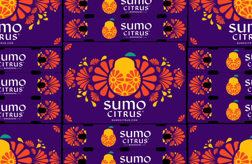 Sumo Citrus 橘子包裝箱設(shè)計靈感來自水果的獨特形狀和日式圖案