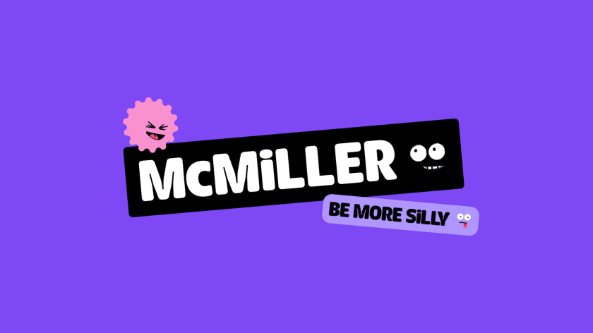 McMiller游戲公司 帶有貼紙的LOGO設計。 McMiller游戲公司 帶有貼紙的LOGO設計。