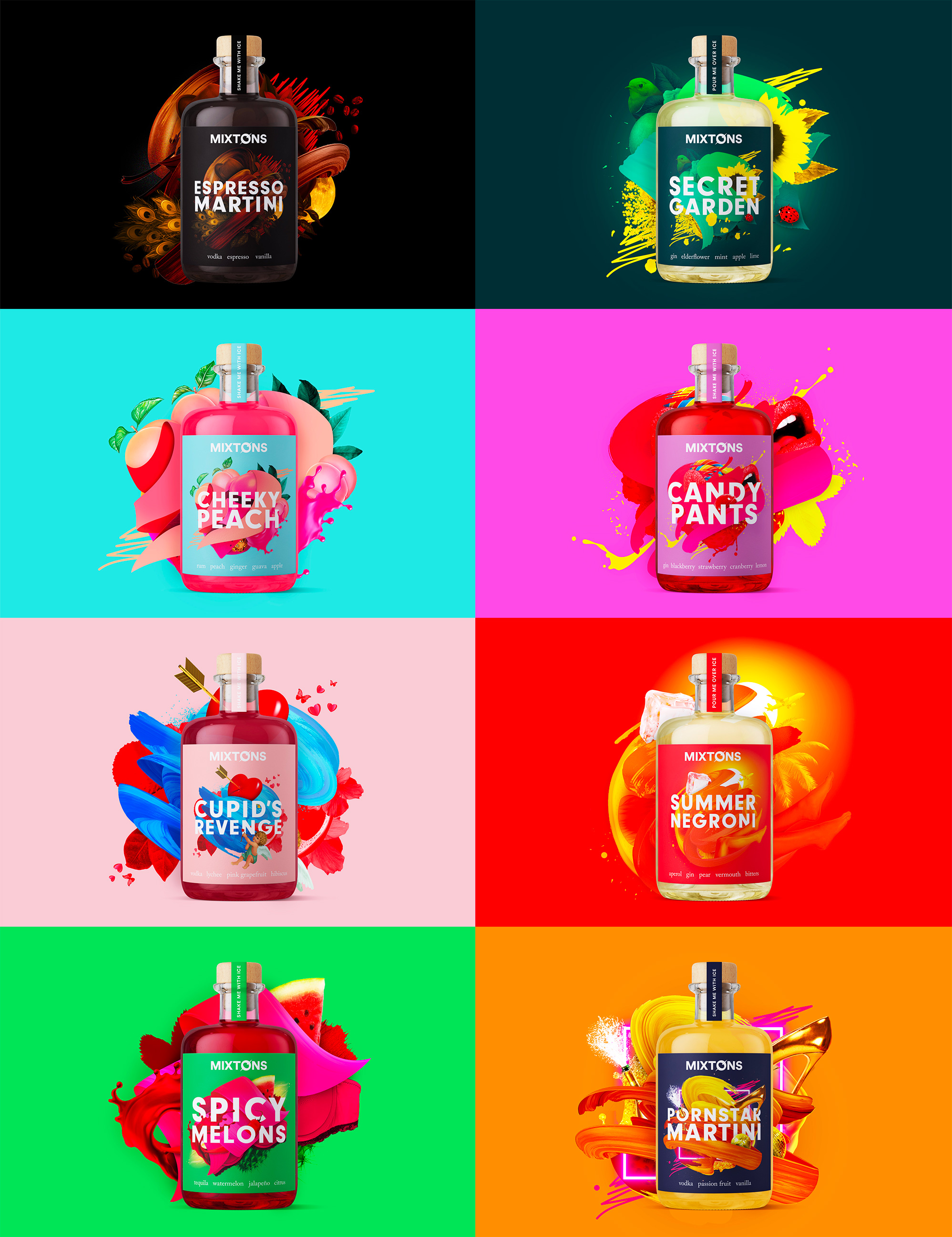 Mixton 雞尾酒包裝設(shè)計“3D混合元素拼貼插圖風(fēng)格” Mixton 雞尾酒包裝設(shè)計“3D混合元素拼貼插圖風(fēng)格”