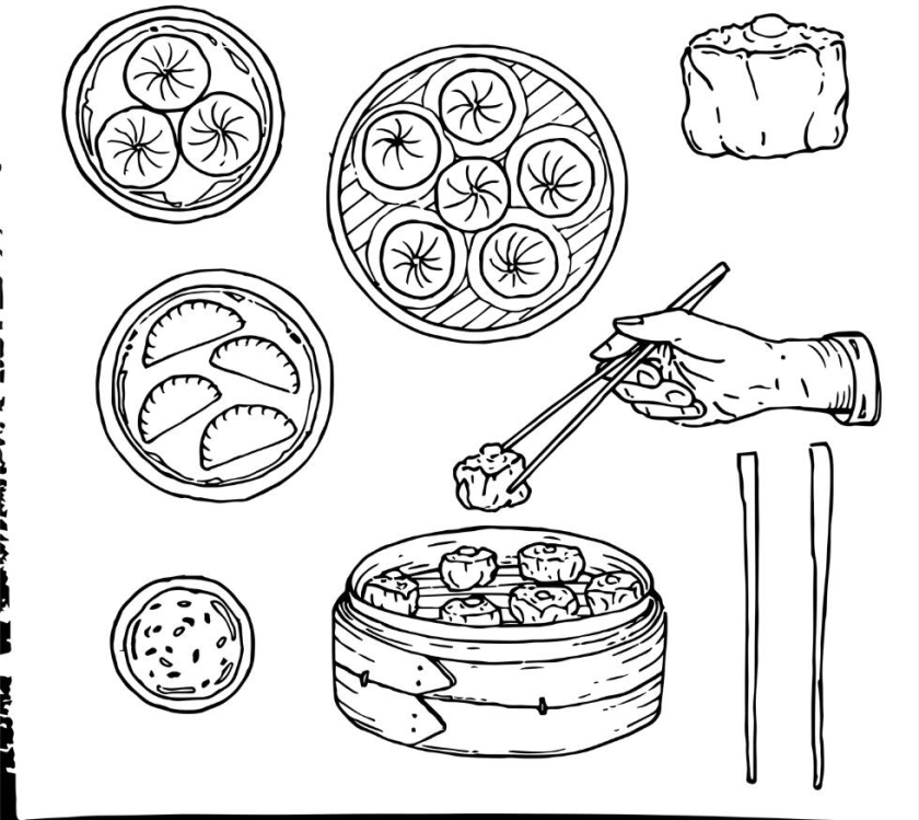 DIMSUMNYAKA 包子餃子點心手繪插圖設(shè)計