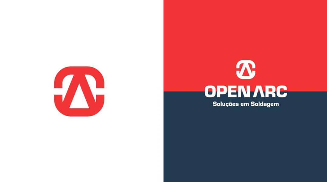Open Arc 焊接解決方案公司企業(yè)視覺形象識別設計，字母O+A電弧打開圖形