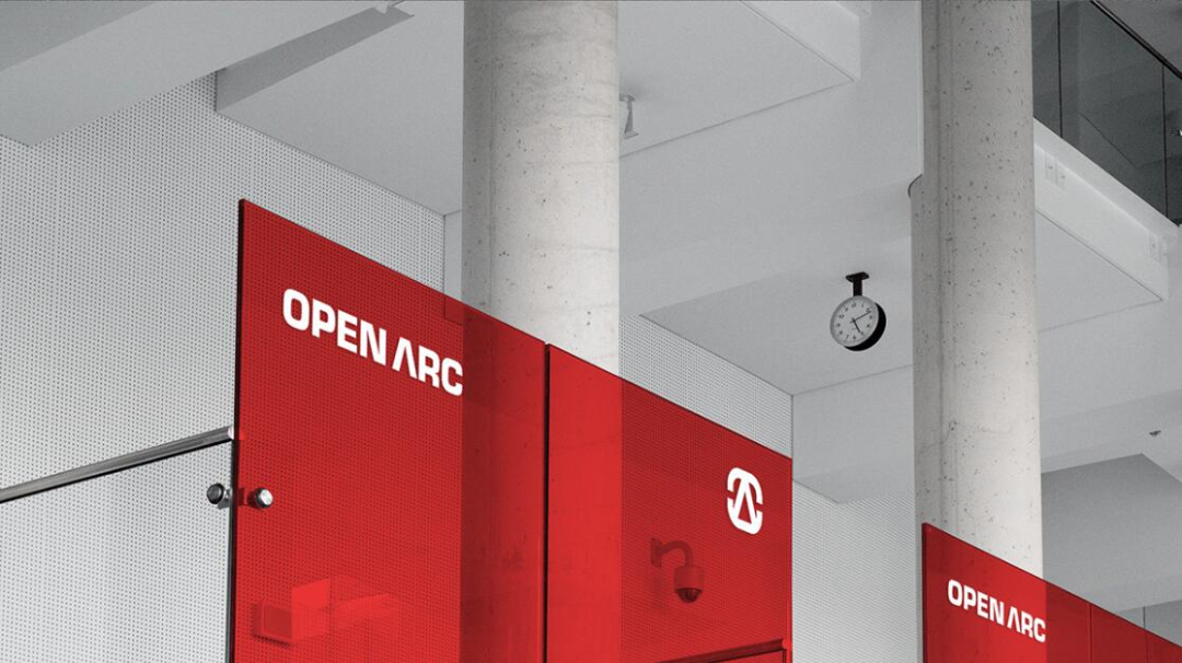 Open Arc 焊接解決方案公司企業(yè)視覺形象識別設計，字母O+A電弧打開圖形