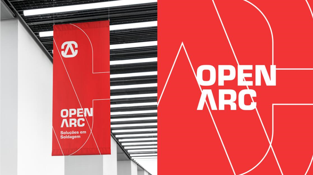 Open Arc 焊接解決方案公司企業(yè)視覺形象識別設計，字母O+A電弧打開圖形