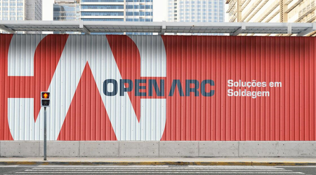 Open Arc 焊接解決方案公司企業(yè)視覺形象識別設計，字母O+A電弧打開圖形