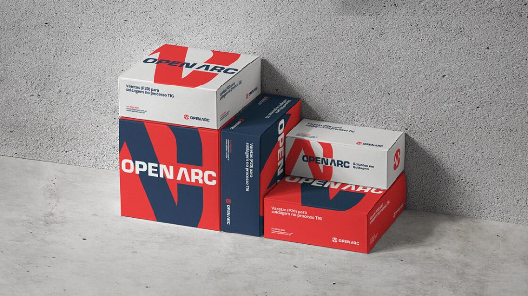 Open Arc 焊接解決方案公司企業(yè)視覺形象識別設計，字母O+A電弧打開圖形