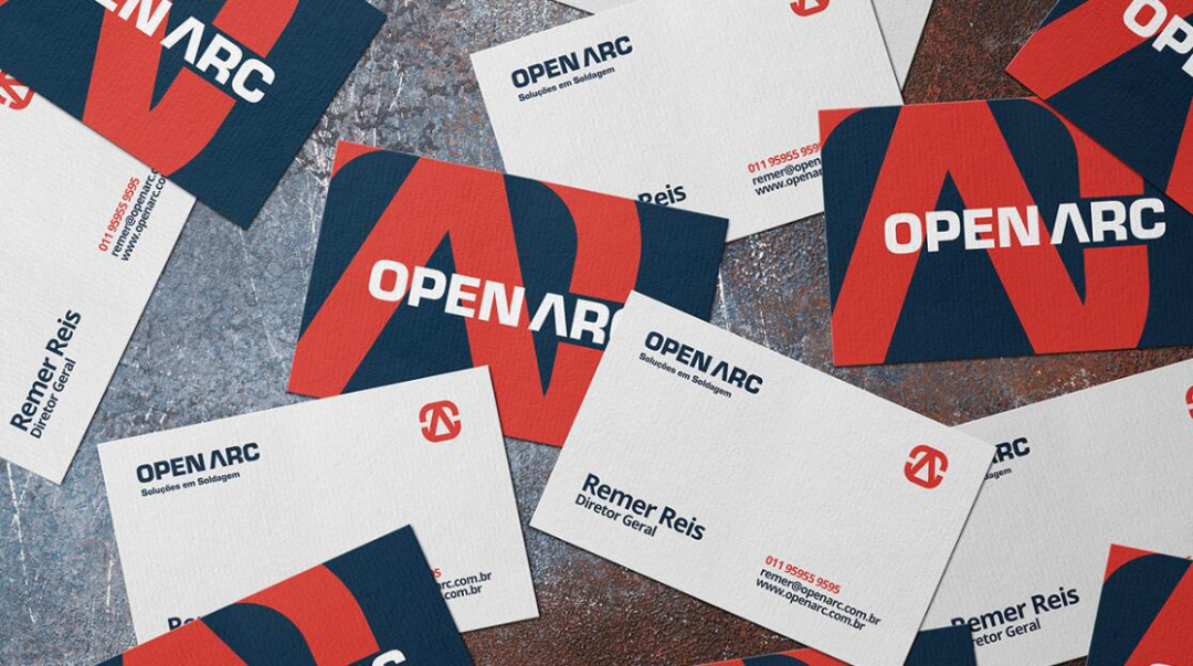 Open Arc 焊接解決方案公司企業(yè)視覺形象識別設計，字母O+A電弧打開圖形