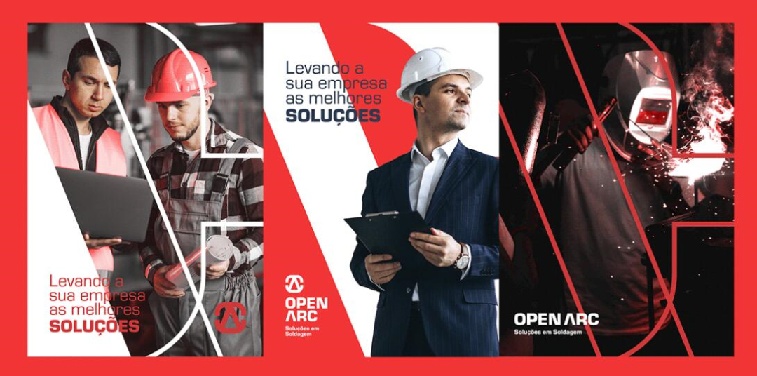Open Arc 焊接解決方案公司企業(yè)視覺形象識別設計，字母O+A電弧打開圖形