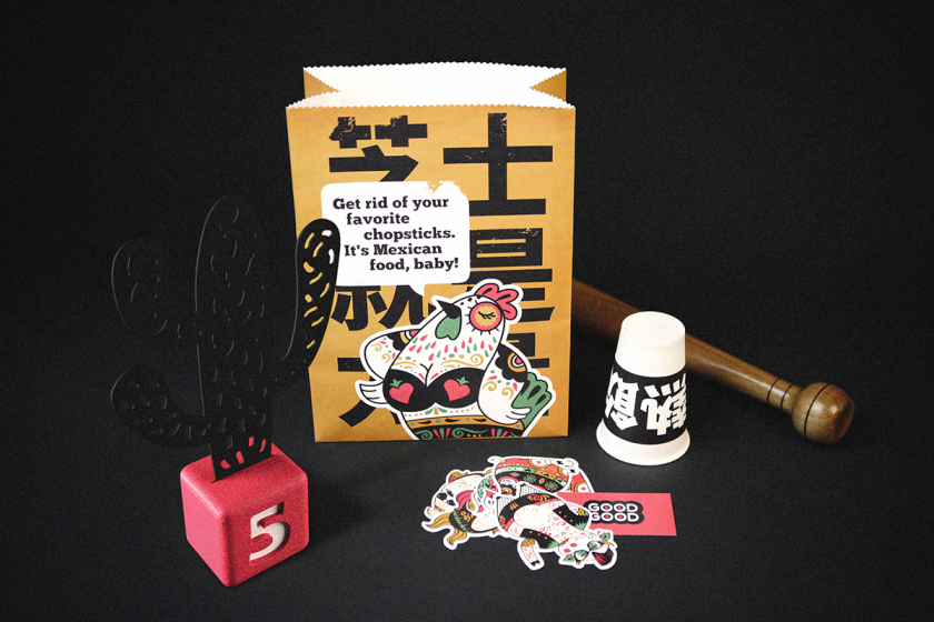 Good Good墨西哥休閑餐飲品牌設(shè)計，“中國皮影風(fēng)”插畫元素設(shè)計