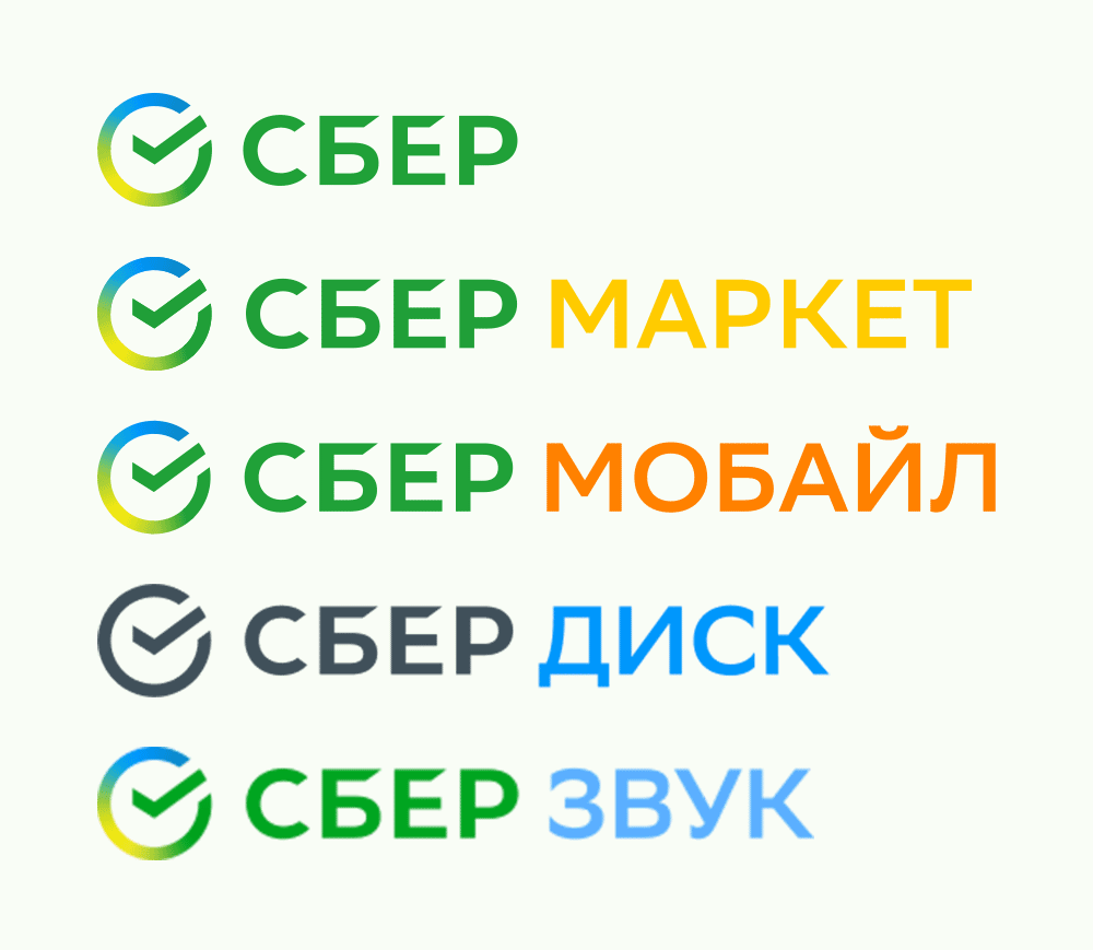 Сбер 金融銀行品牌重塑-品牌架構(gòu)-子品牌名稱(chēng)及配色 Сбер 金融銀行品牌重塑-品牌架構(gòu)-子品牌名稱(chēng)及配色
