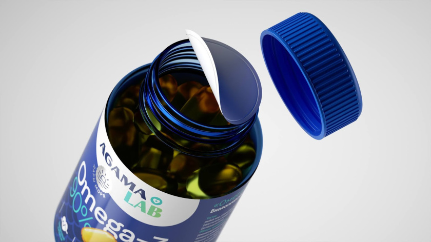 Agama lab魚肝油Omega-3魚油保健品包裝設(shè)計，注重信息分類處理